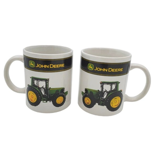 Set‎ 2 John Deer Coffee Ceramic Mugs Tractor Logo Green Black Coffee Cup Ceramic